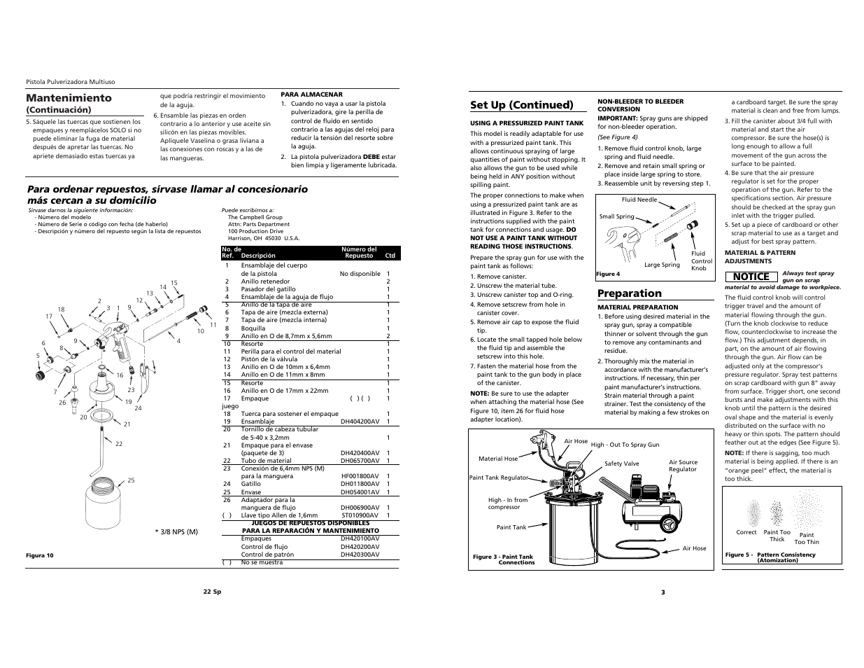 Mantenimiento, Notice, Preparation | Set up (continued) | Husky HDS420 User Manual | Page 22 / 24