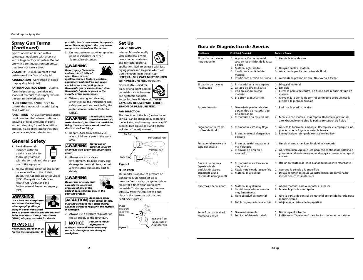 Guía de diagnóstico de averías, Set up, Spray gun terms (continued) | General safety, Notice | Husky HDS420 User Manual | Page 23 / 24