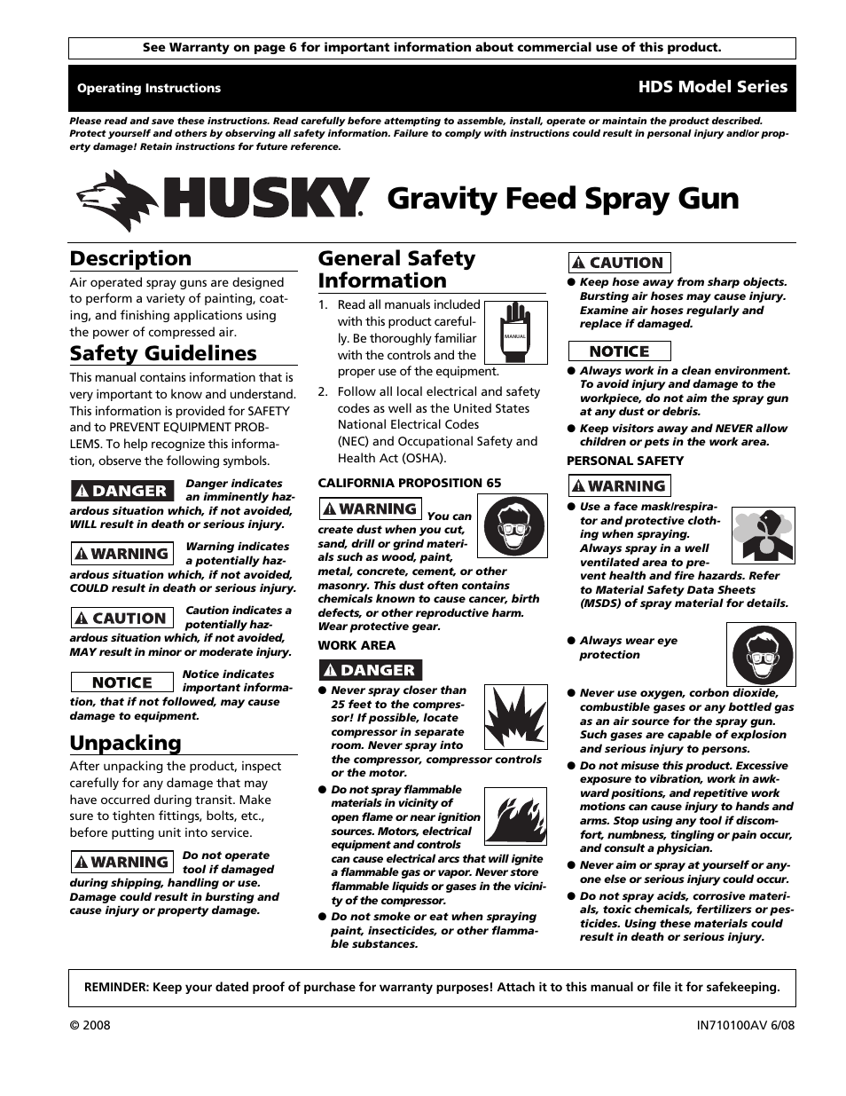 Husky HDS Series User Manual | 20 pages