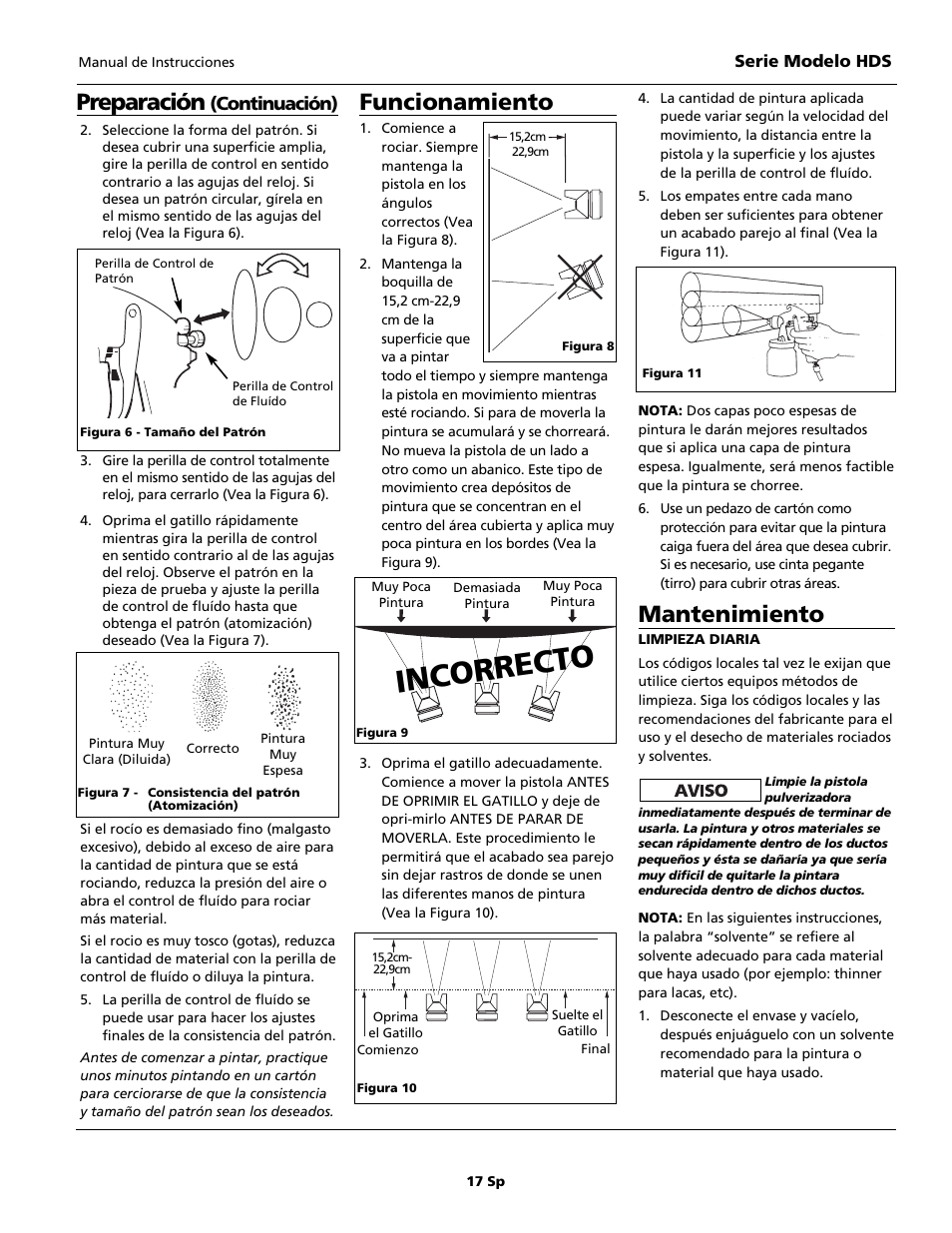 Incorrecto, Funcionamiento, Mantenimiento | Preparación, Continuación) | Husky HDS Series User Manual | Page 17 / 20