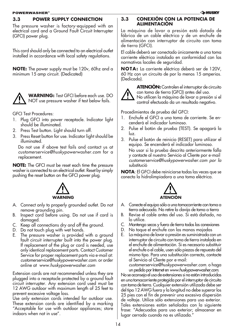 Husky POWERWASHER 1800PSI User Manual | Page 14 / 36
