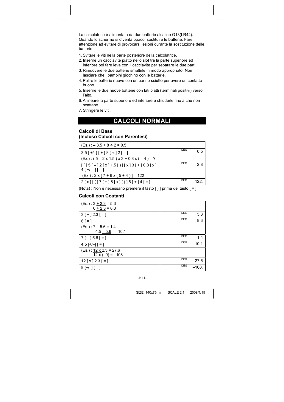 Calcoli normali, Calcoli di base (incluso calcoli con parentesi), Calcoli con costanti | CITIZEN SRP-265N User Manual | Page 106 / 192