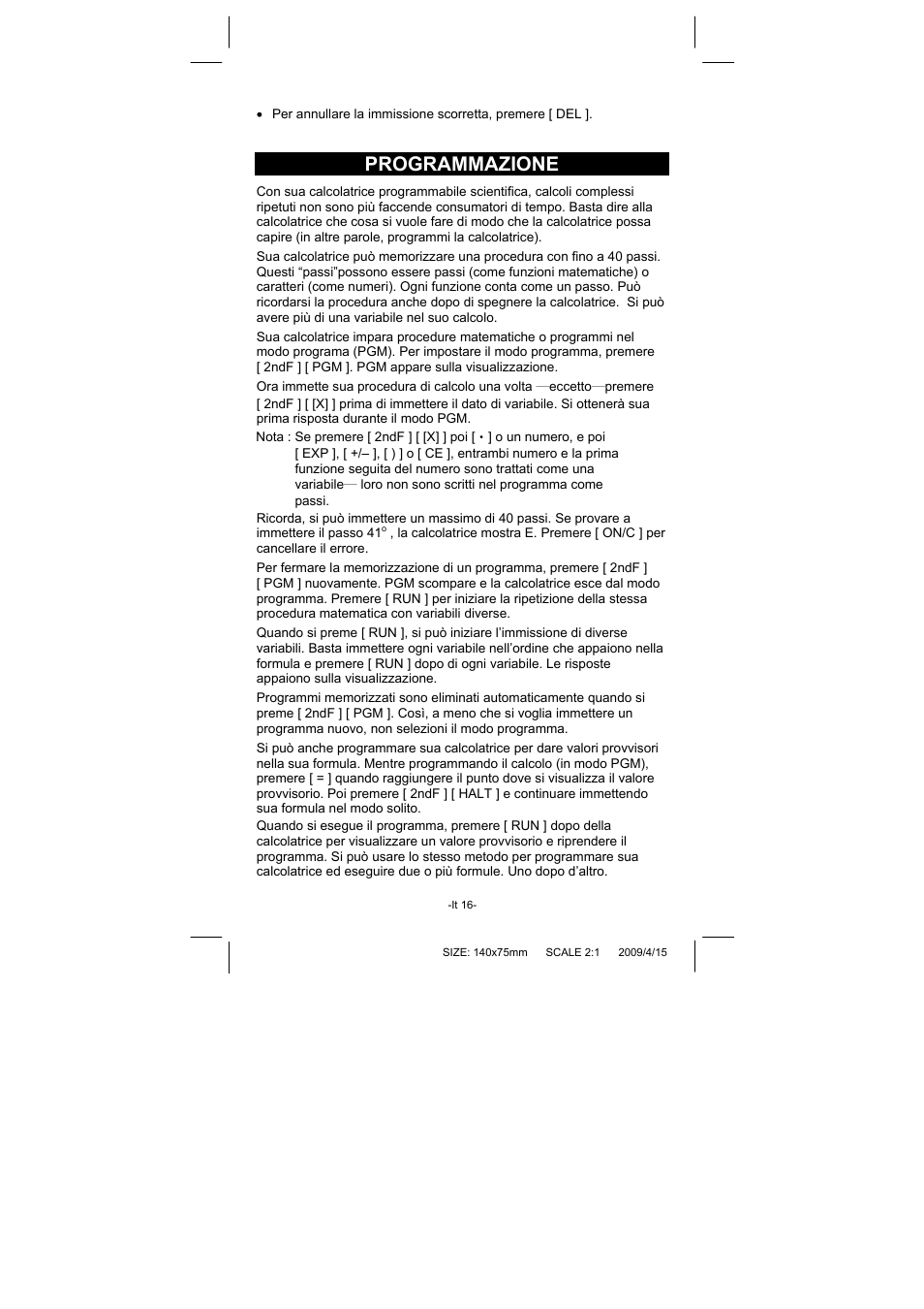 Programmazione | CITIZEN SRP-265N User Manual | Page 111 / 192