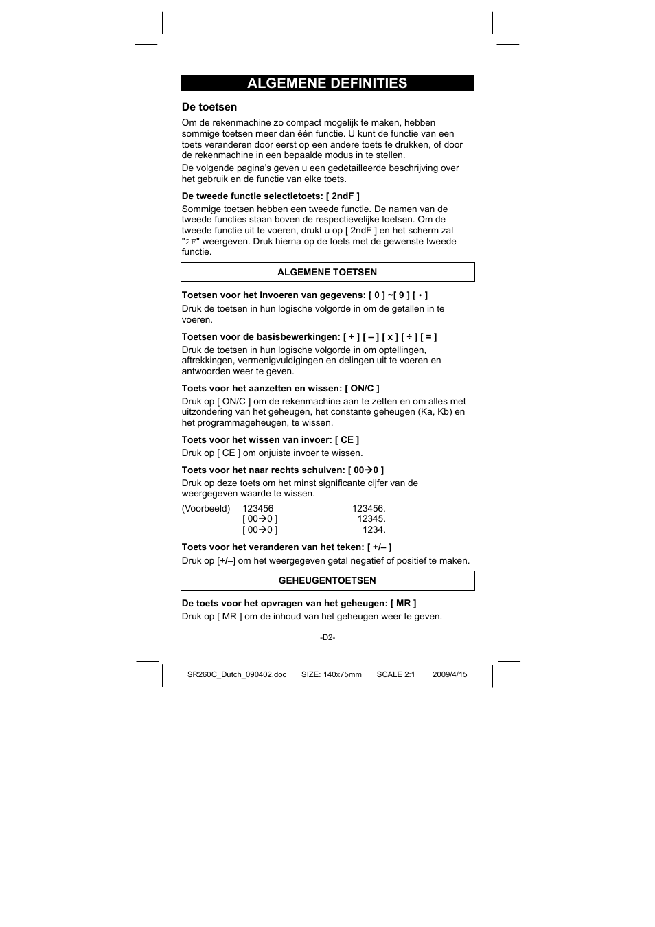 Algemene definities | CITIZEN SRP-265N User Manual | Page 115 / 192