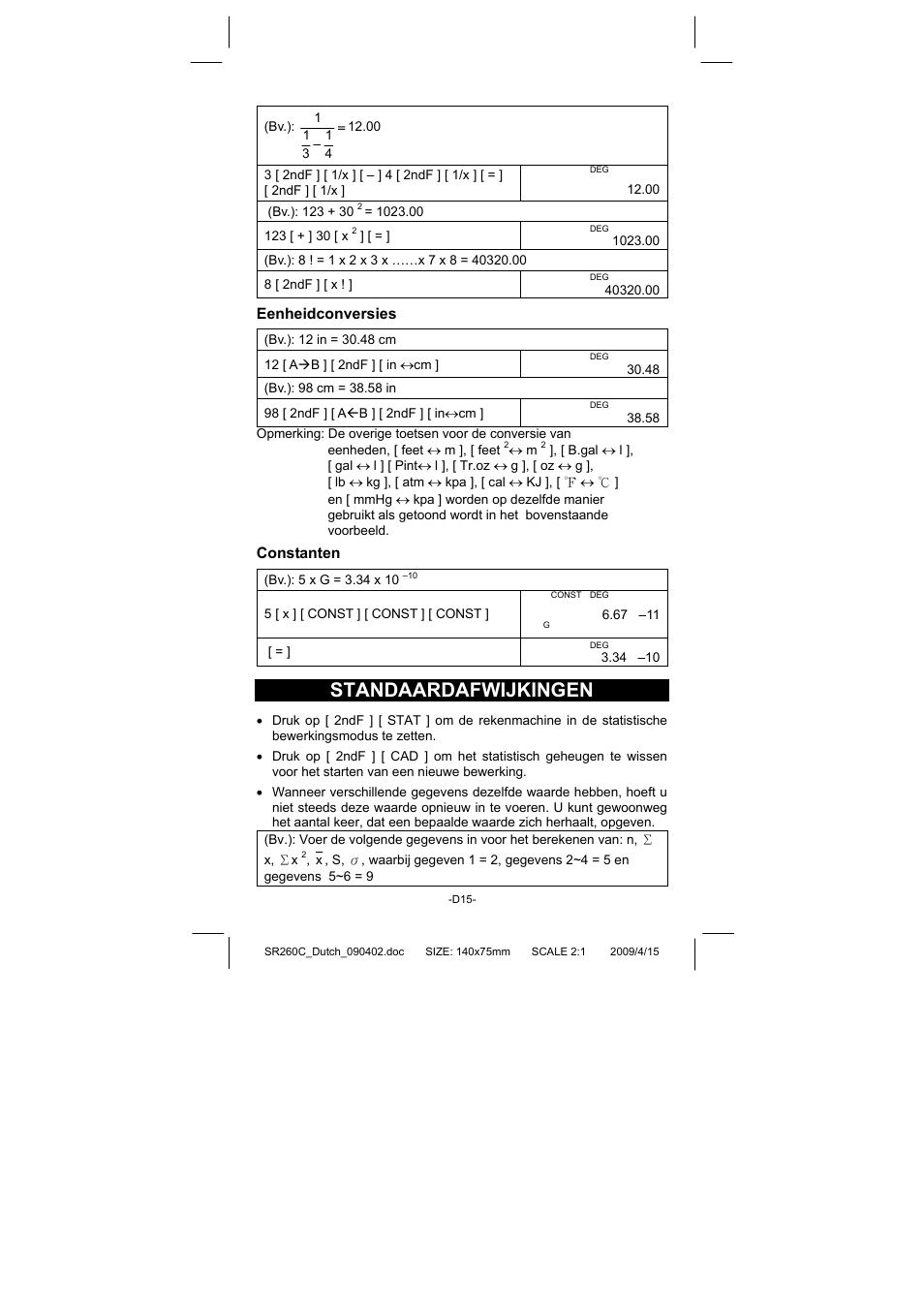 Standaardafwijkingen | CITIZEN SRP-265N User Manual | Page 128 / 192