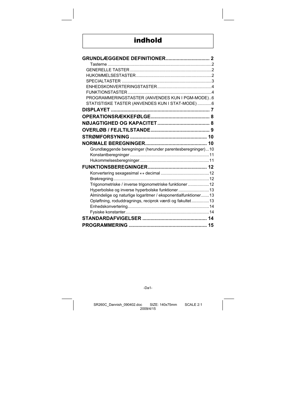 Indhold | CITIZEN SRP-265N User Manual | Page 133 / 192