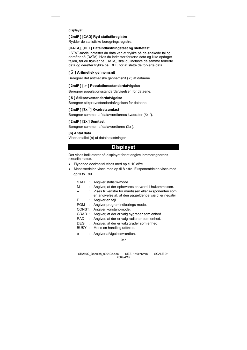 Displayet | CITIZEN SRP-265N User Manual | Page 139 / 192