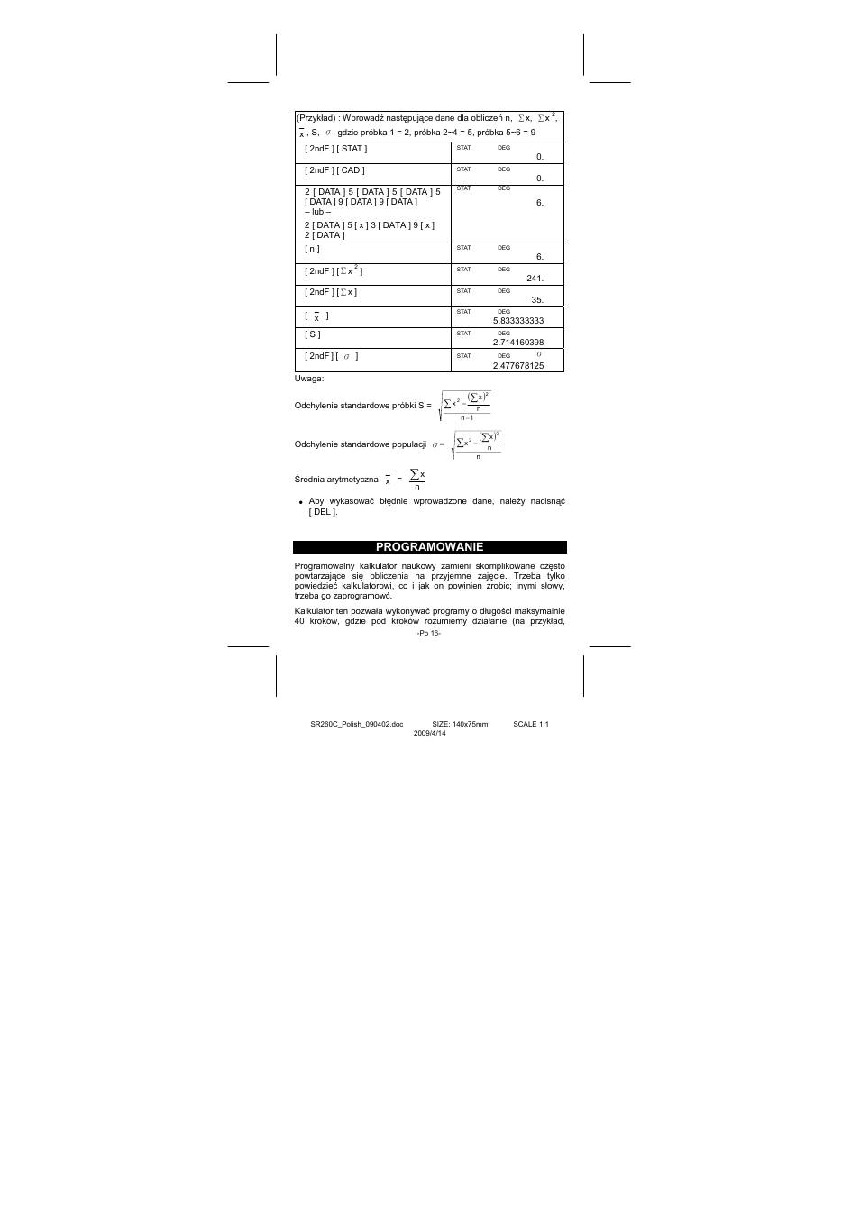 Programowanie | CITIZEN SRP-265N User Manual | Page 186 / 192