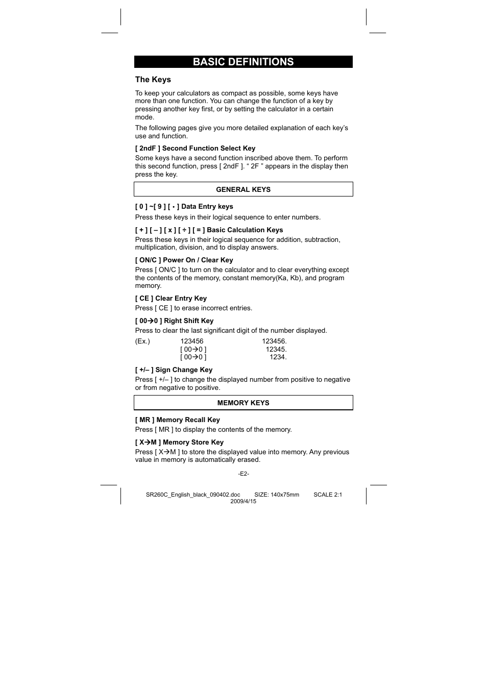 Basic definitions | CITIZEN SRP-265N User Manual | Page 3 / 192