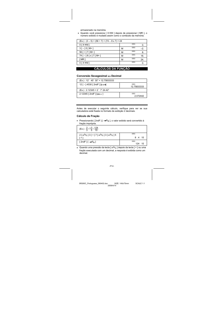 Cálculos da função | CITIZEN SRP-265N User Manual | Page 50 / 192