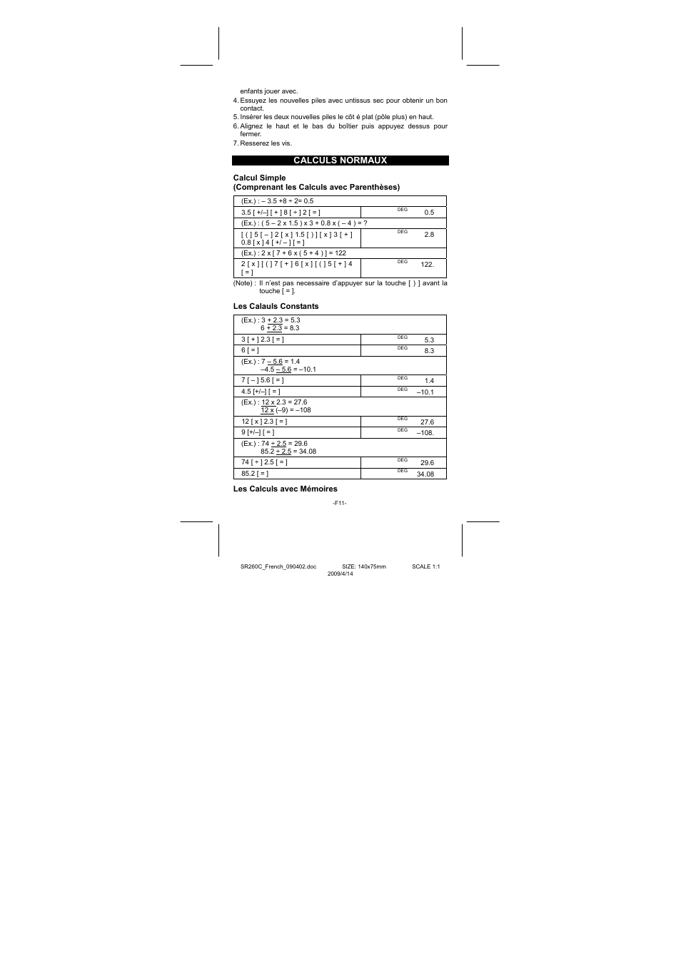 Calculs normaux | CITIZEN SRP-265N User Manual | Page 87 / 192