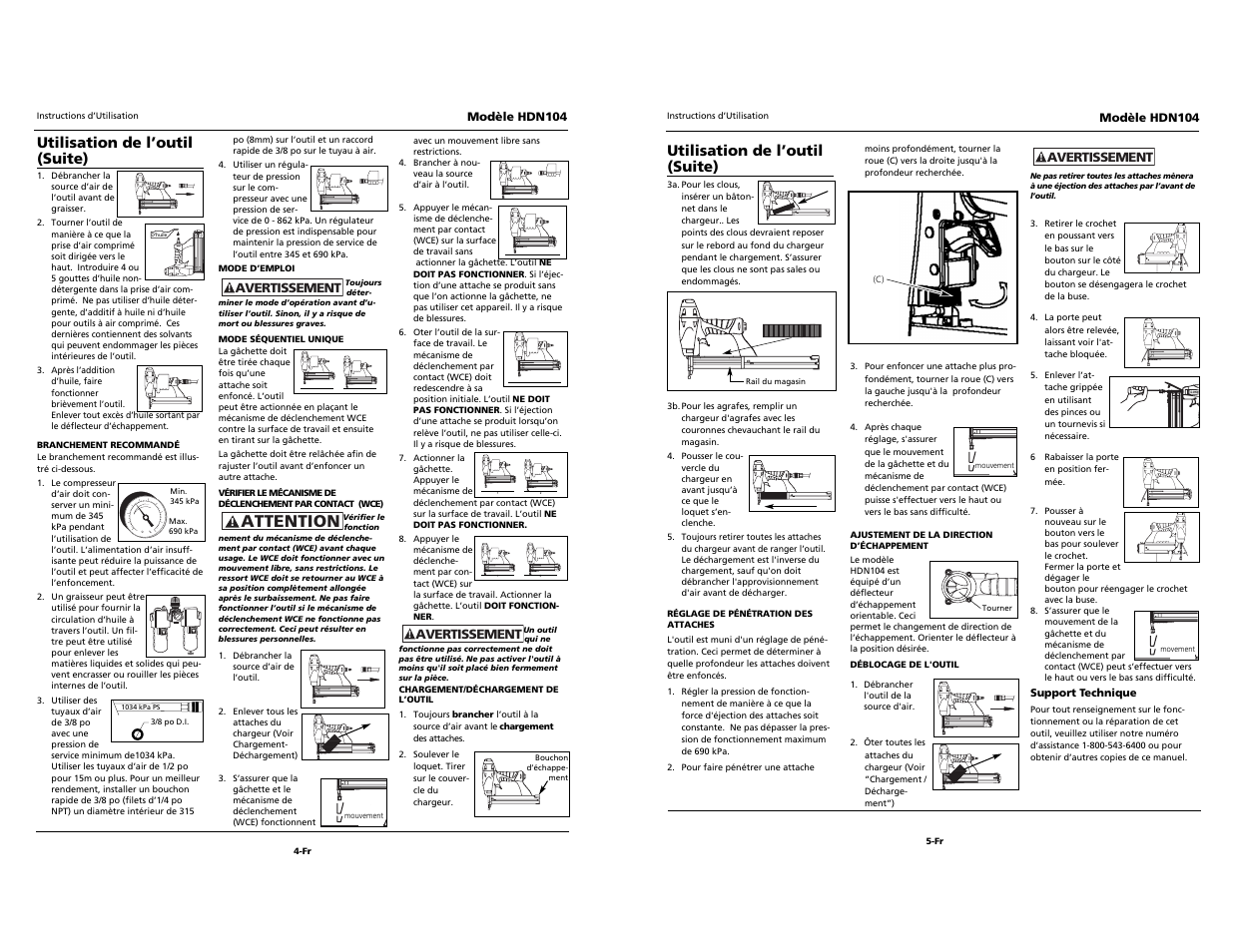 Built to last, Attention, Utilisation de l’outil (suite) | Husky HDN104 User Manual | Page 12 / 12