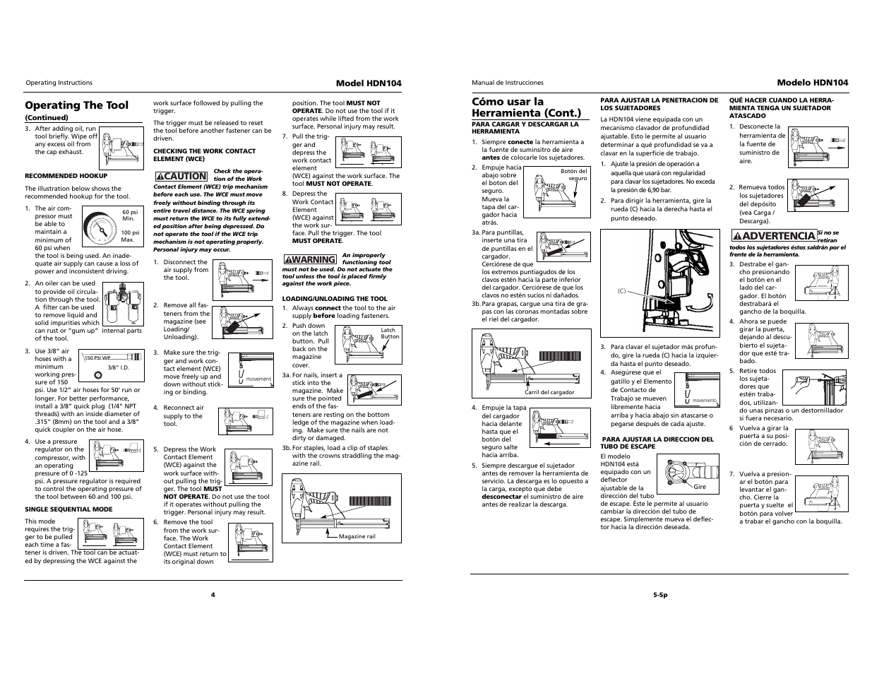Built to last, Operating the tool, Cómo usar la herramienta (cont.) | Advertencia | Husky HDN104 User Manual | Page 4 / 12