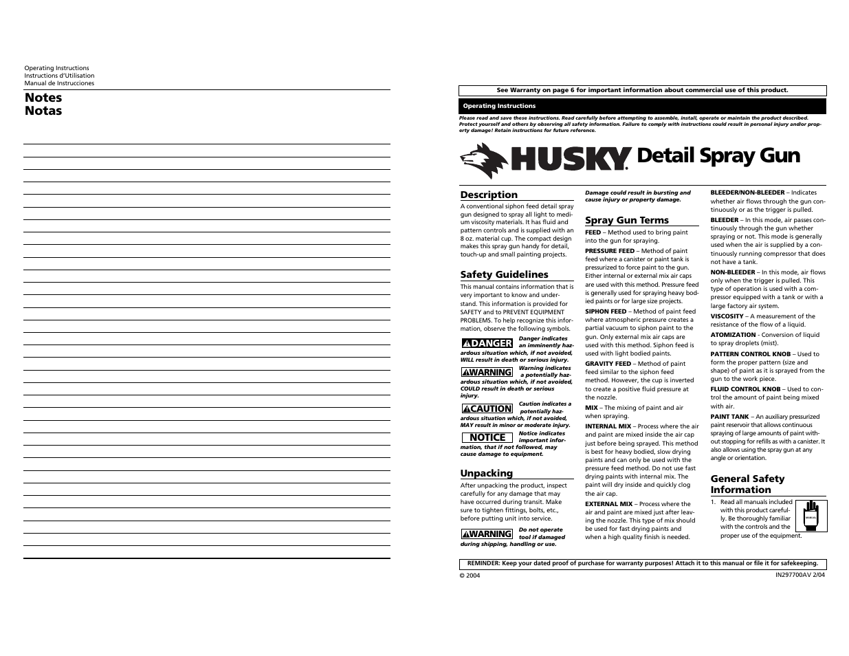 Husky Spray Gun User Manual | 10 pages