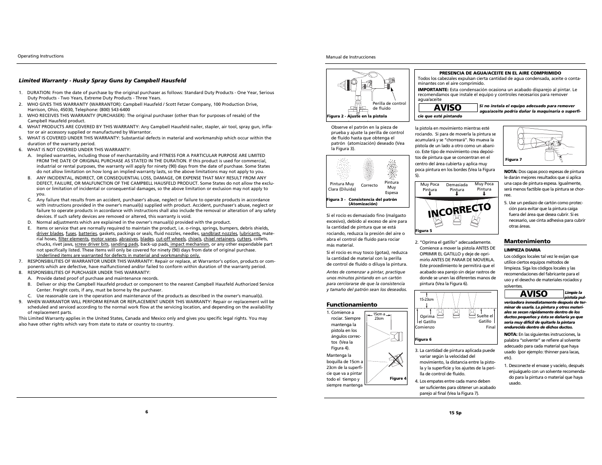 Incorrecto, Aviso | Husky Spray Gun User Manual | Page 6 / 10