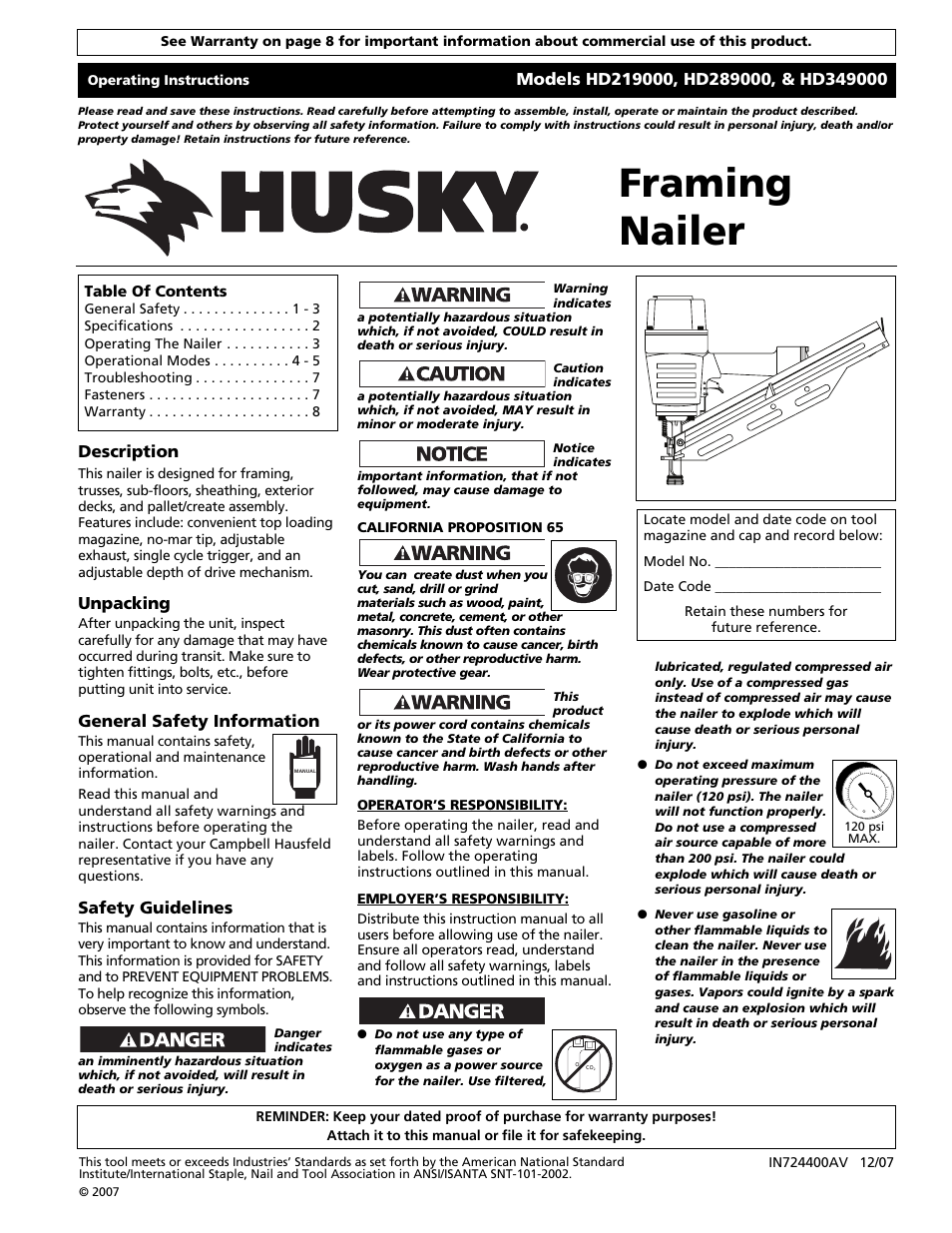 Husky HD289000 User Manual | 24 pages