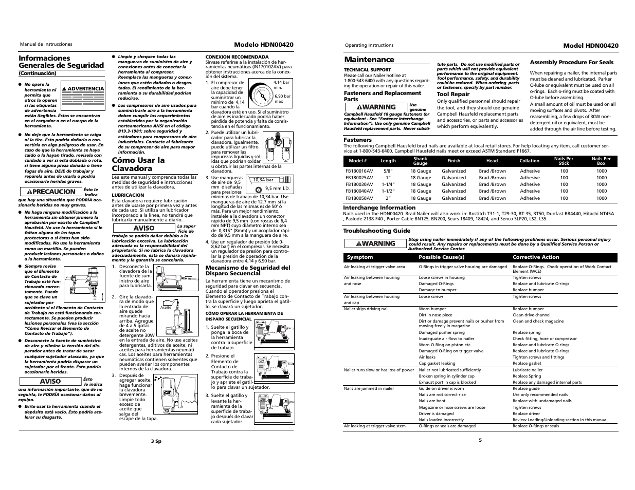 Cómo usar la clavadora, Maintenance | Husky hdn00420 User Manual | Page 5 / 10