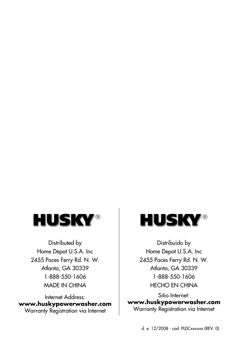 Husky H1600 User Manual | Page 32 / 32