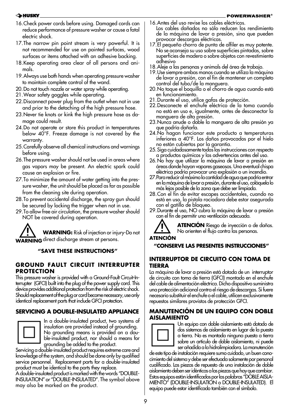 Husky POWERWASHER H2000 User Manual | Page 9 / 36