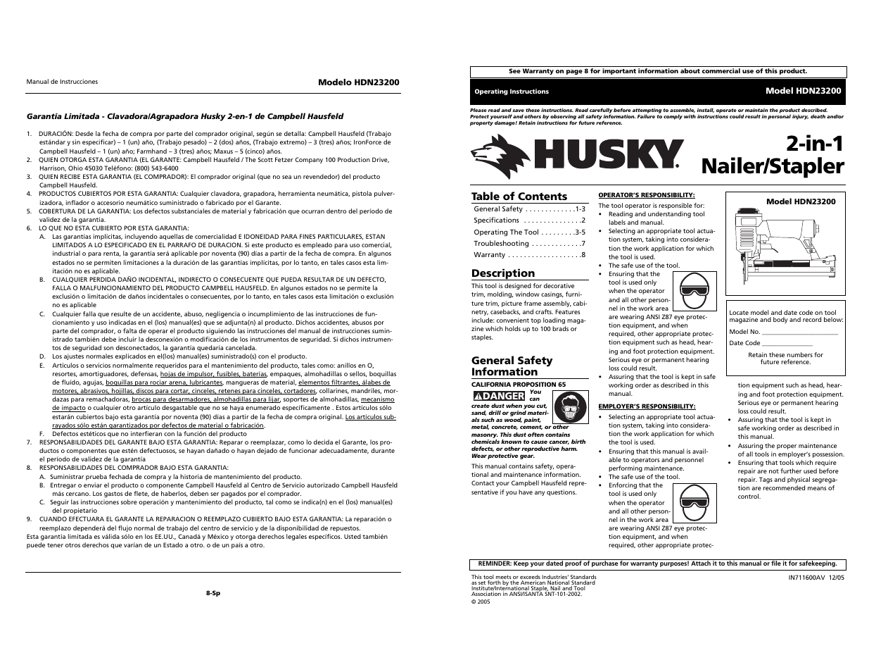 Husky HDN23200 User Manual | 12 pages