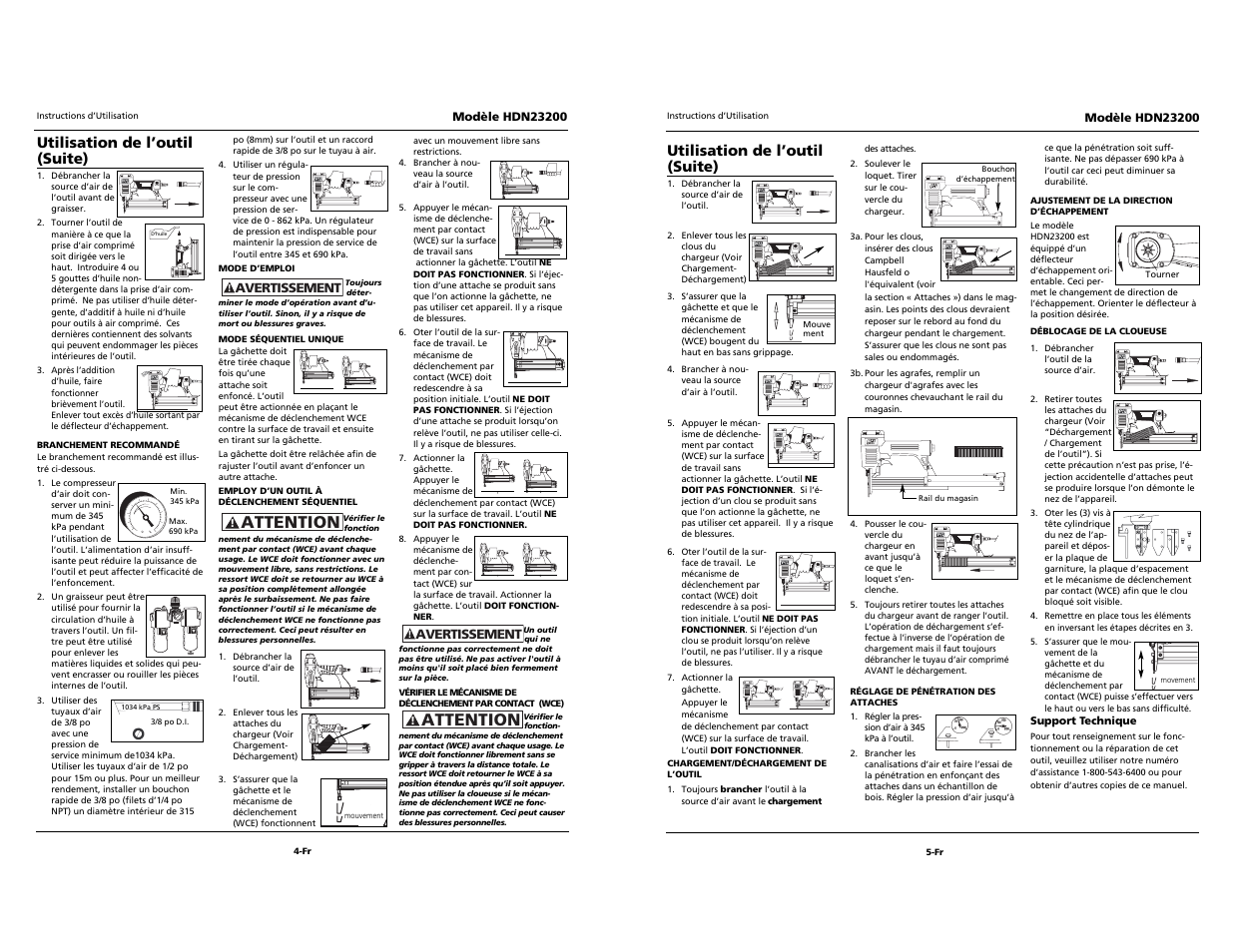 Built to last, Attention, Utilisation de l’outil (suite) | Husky HDN23200 User Manual | Page 12 / 12