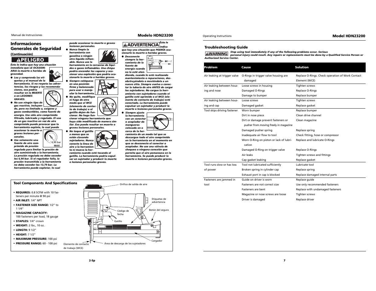 Campbell, Peligro, Advertencia | Husky HDN23200 User Manual | Page 7 / 12