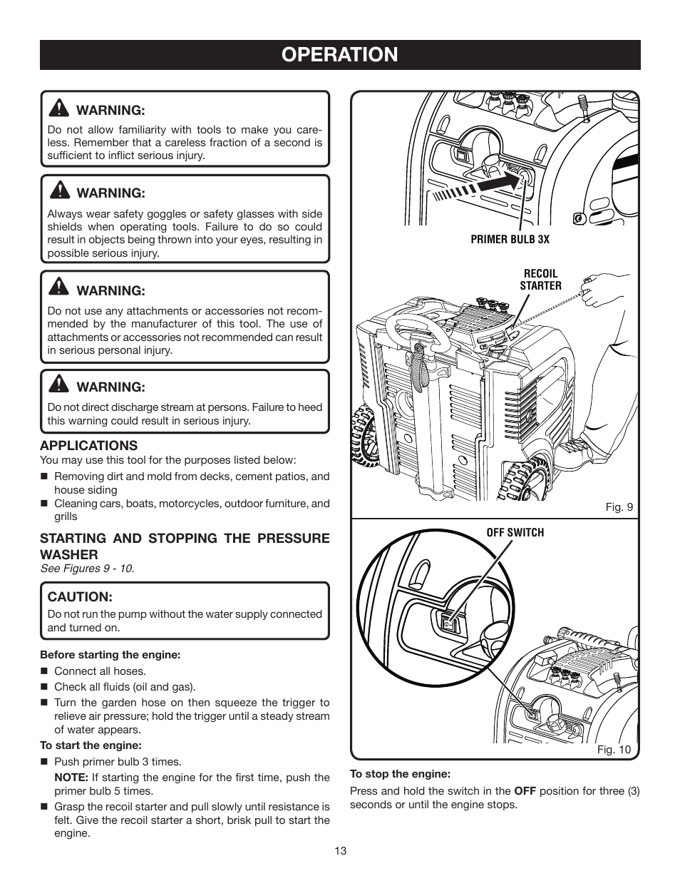 Operation | Husky HU80522 User Manual | Page 13 / 22