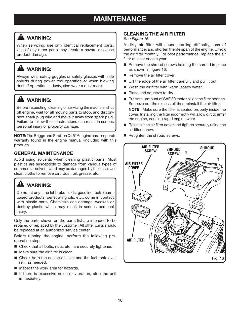 Maintenance | Husky HU80522 User Manual | Page 16 / 22