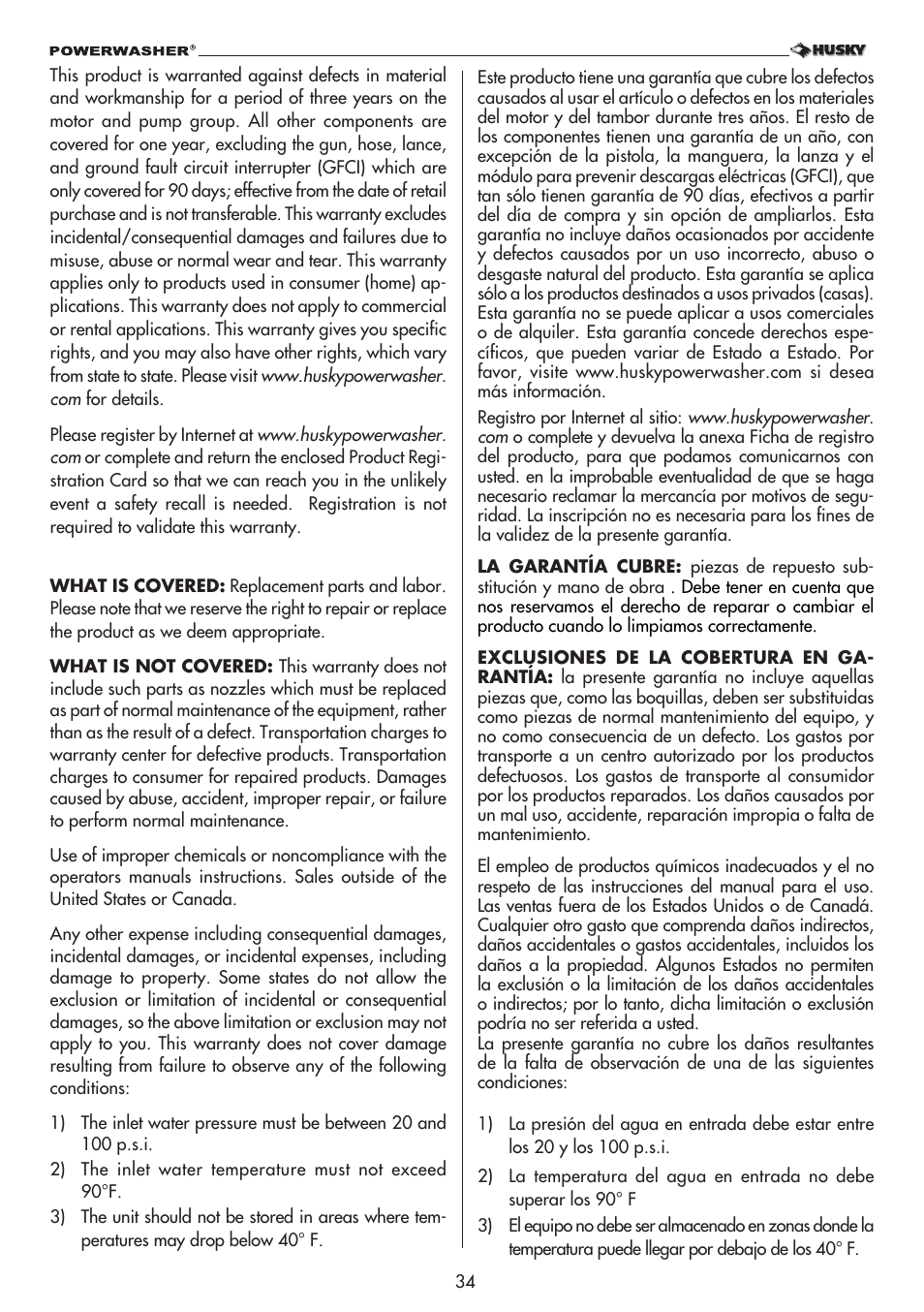 Husky 1800 User Manual | Page 34 / 36