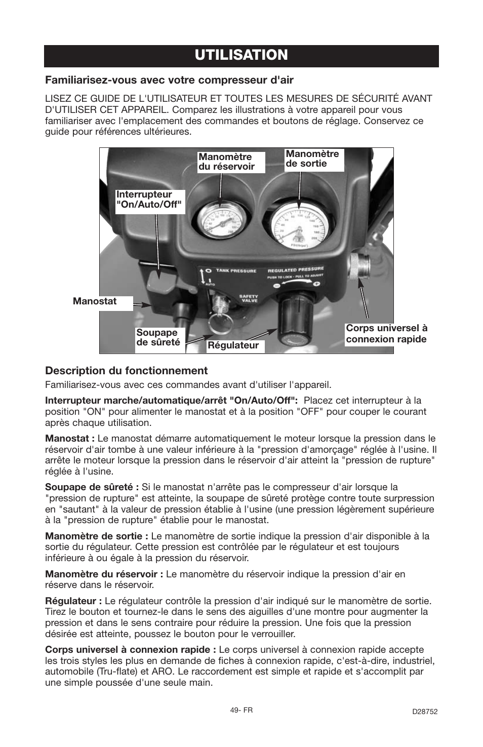 Utilisation | Husky D28752 User Manual | Page 49 / 60