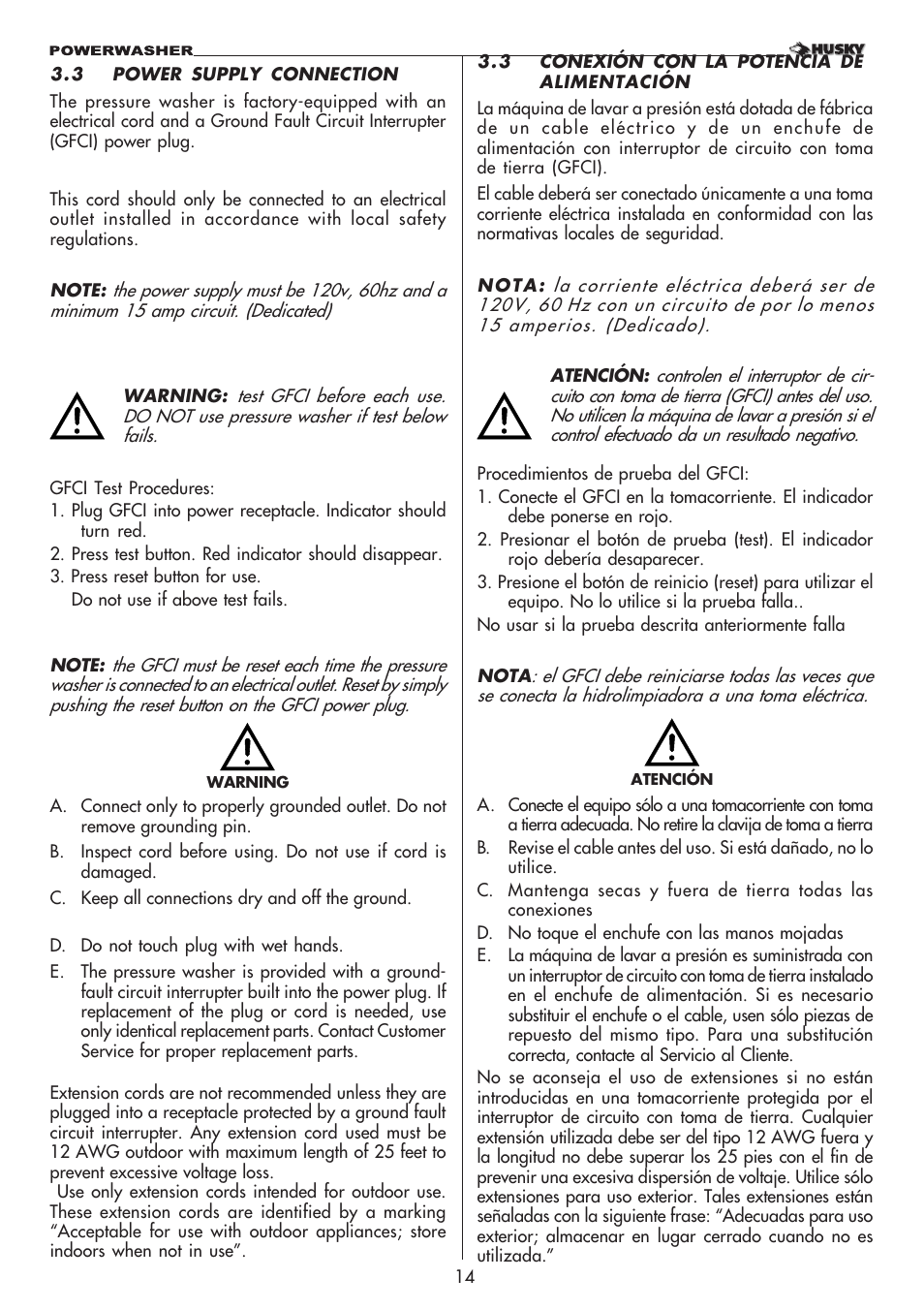 Husky 1750 US User Manual | Page 14 / 32