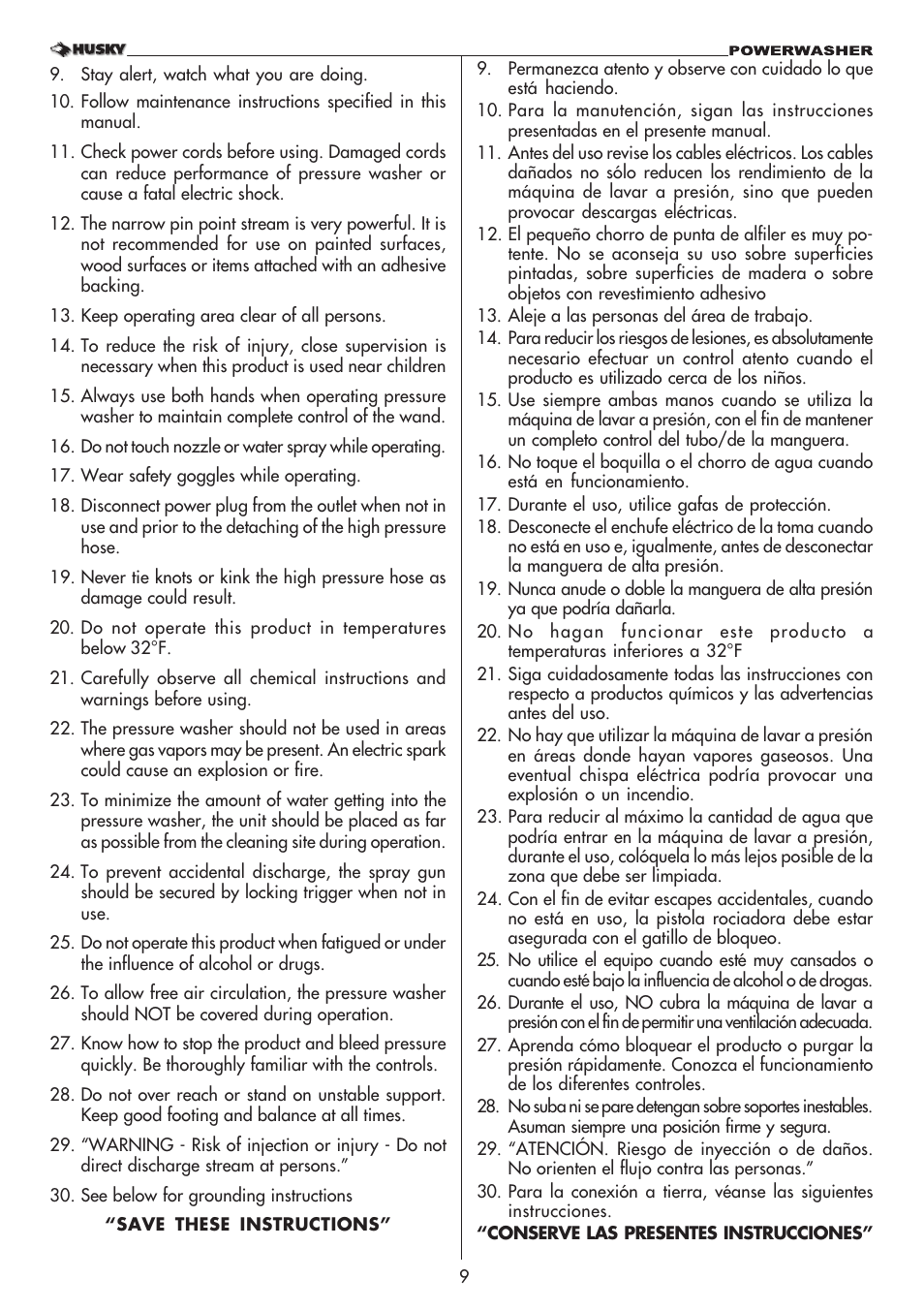 Husky 1750 US User Manual | Page 9 / 32