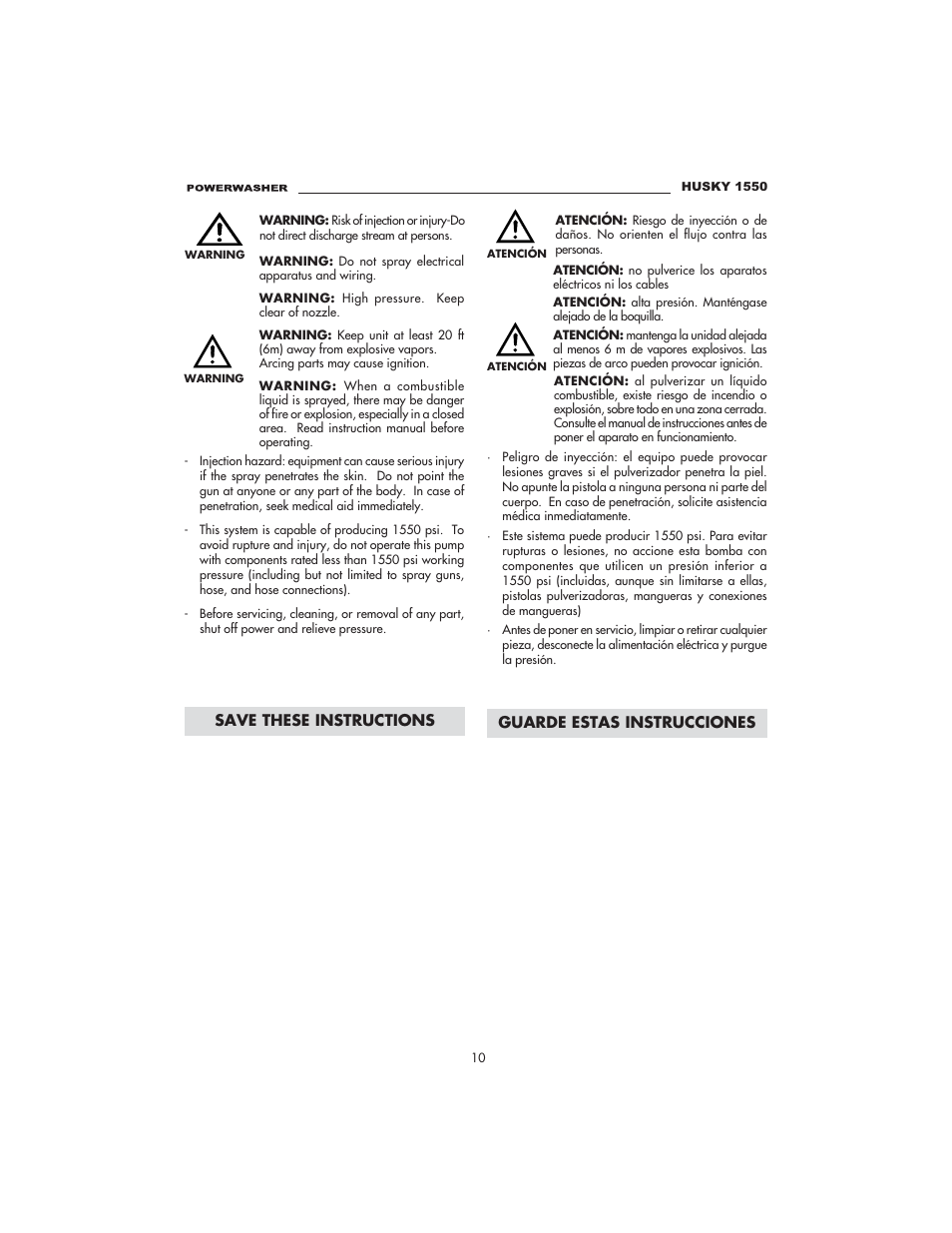 Husky 1550 PSL User Manual | Page 10 / 32