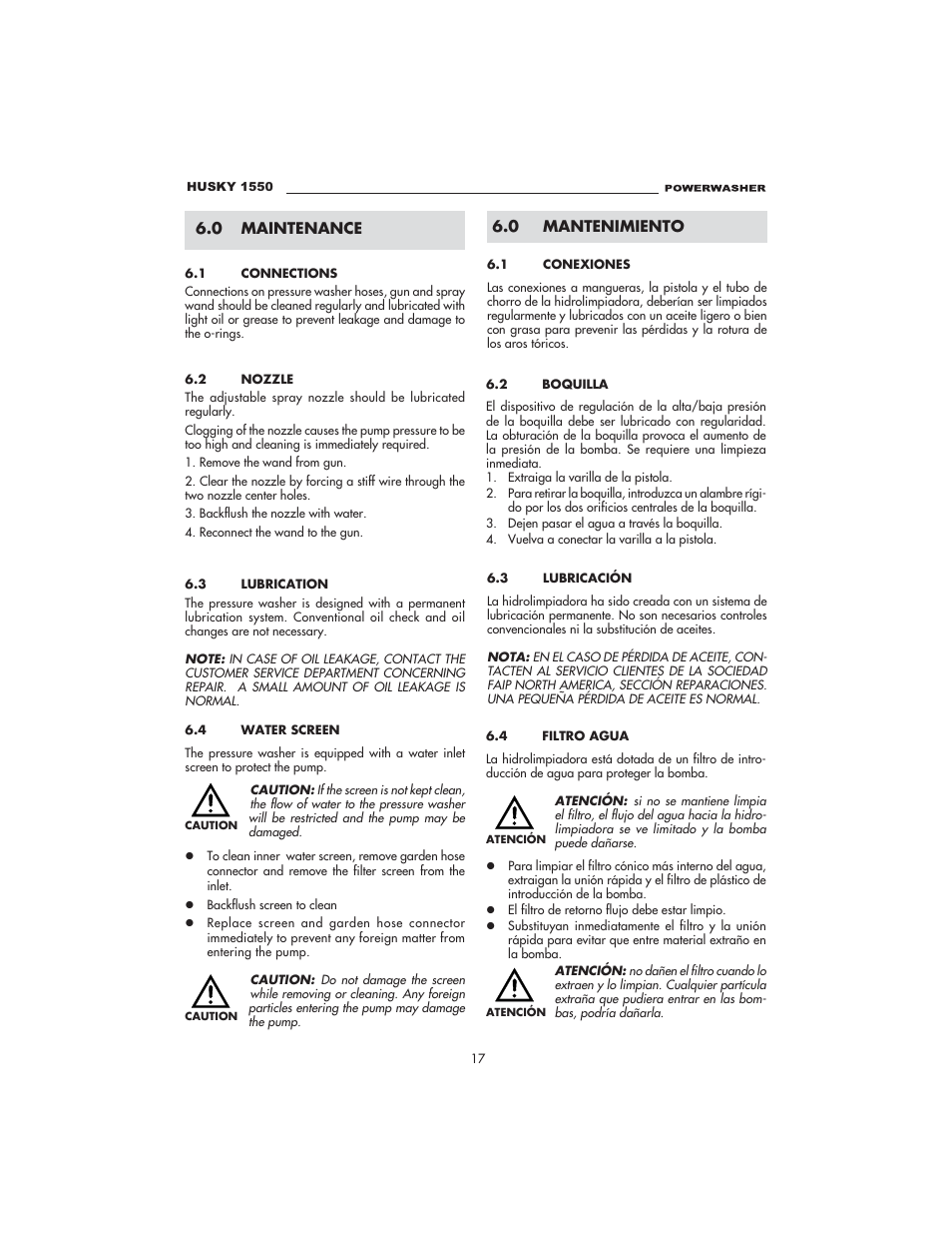 Husky 1550 PSL User Manual | Page 17 / 32