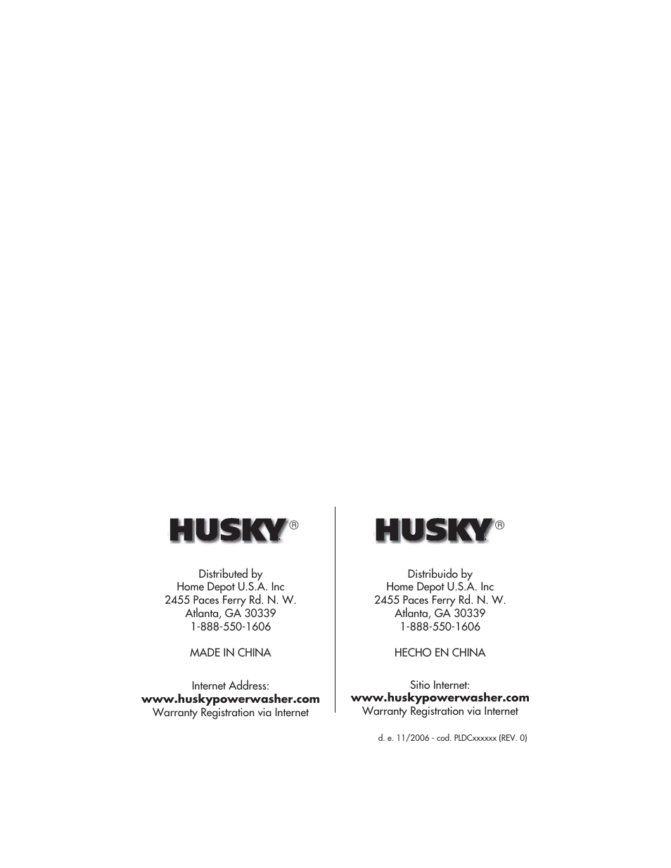 Husky 1550 PSL User Manual | Page 32 / 32