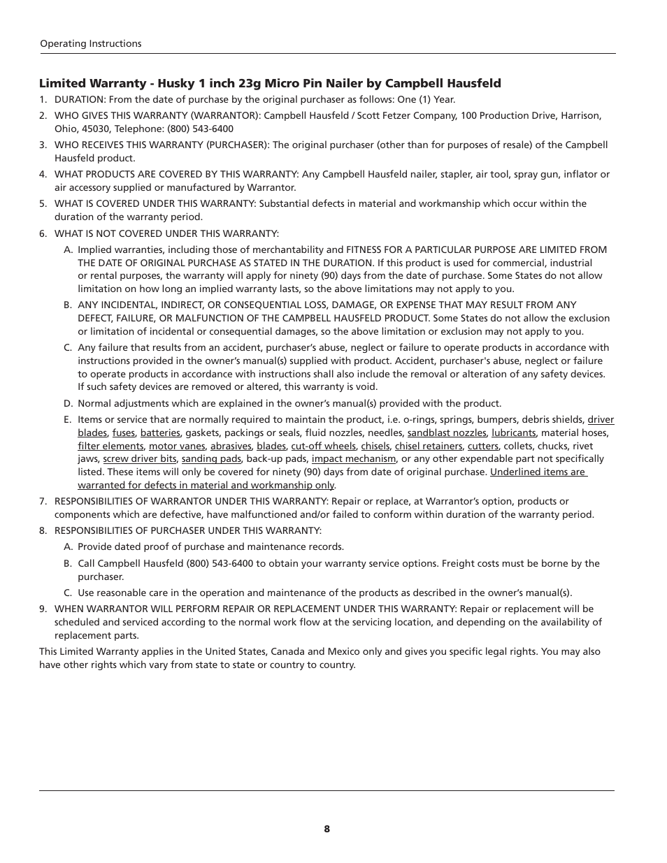 Husky HDN10500 User Manual | Page 8 / 16