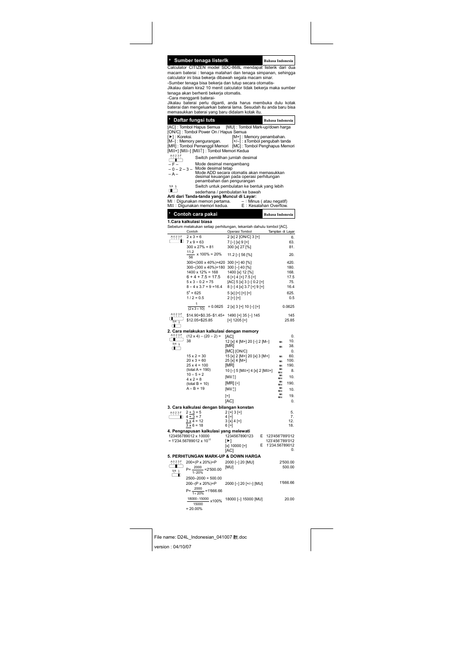 CITIZEN SDC-868L User Manual | Page 13 / 18