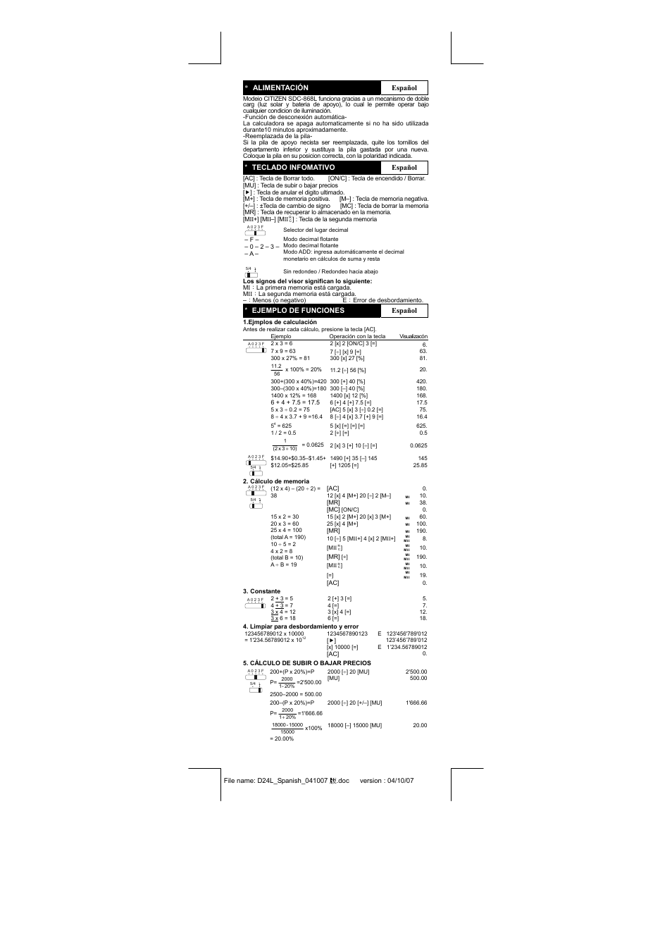 CITIZEN SDC-868L User Manual | Page 4 / 18