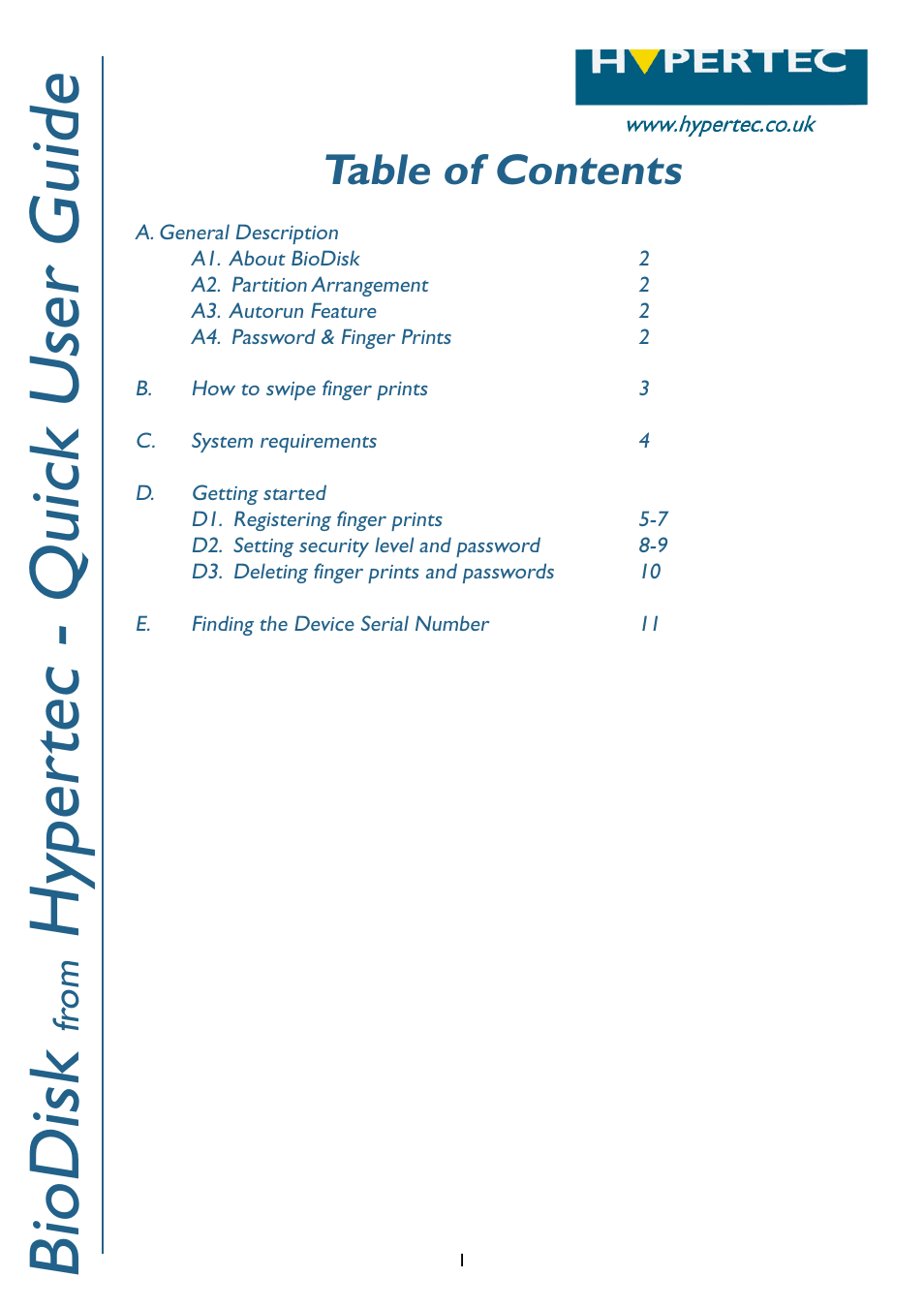 Hypertec BioDisk User Manual | Page 2 / 12