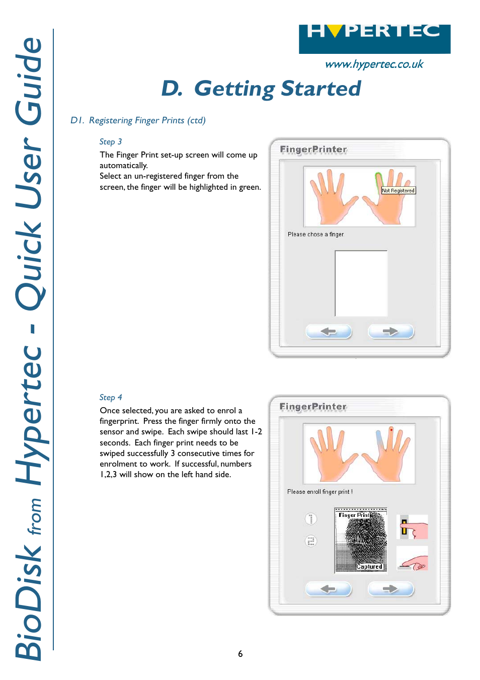 Biodisk, Hyper tec - quick user guide, D. getting started | Fr om | Hypertec BioDisk User Manual | Page 7 / 12
