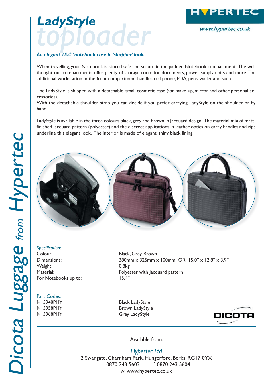 Hypertec Notebook Case N15948PHY User Manual | 1 page