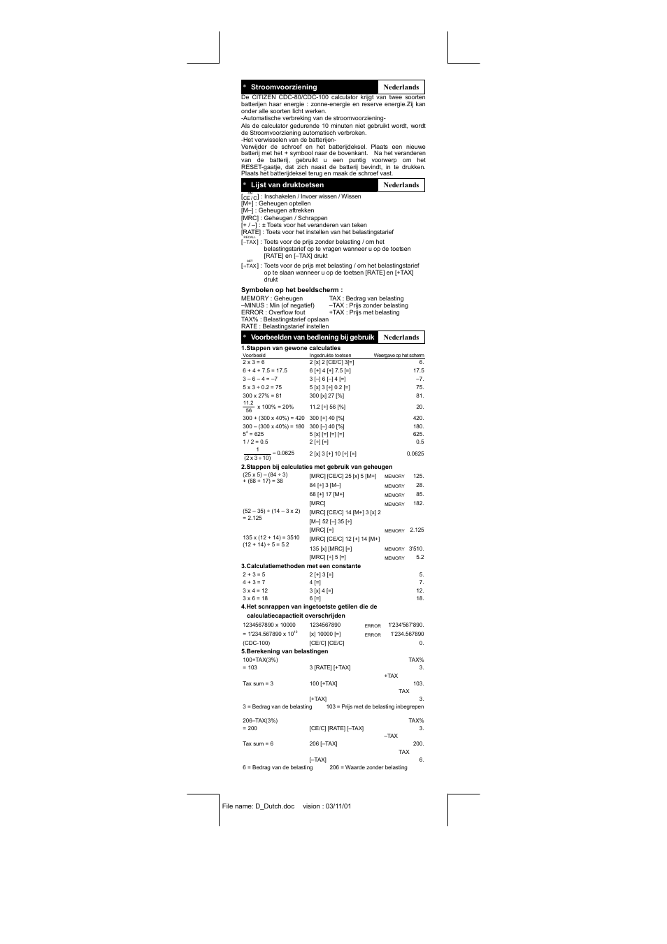 CITIZEN CDC-80 User Manual | Page 11 / 14