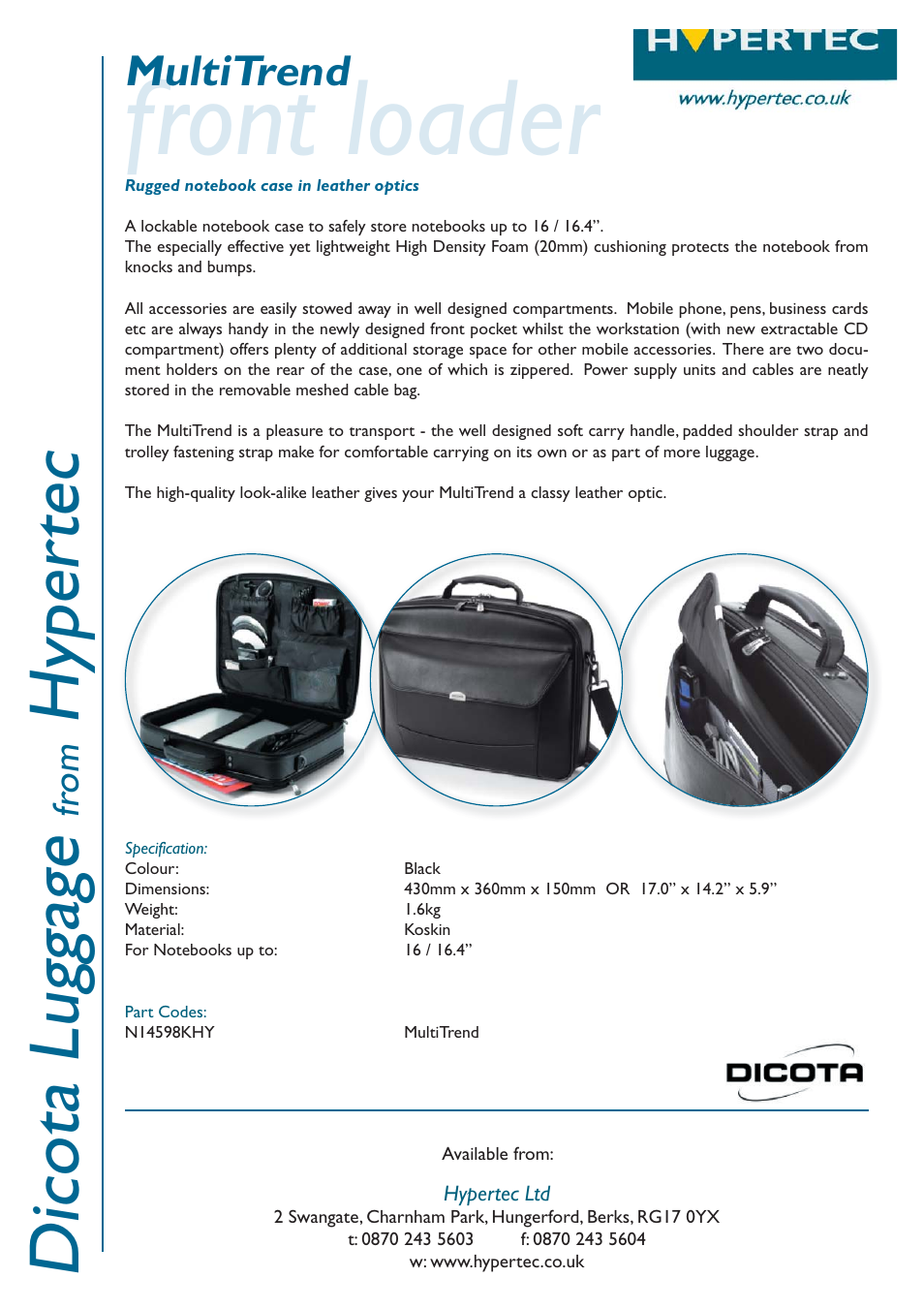 Hypertec MultiTrend N14598KHY User Manual | 1 page