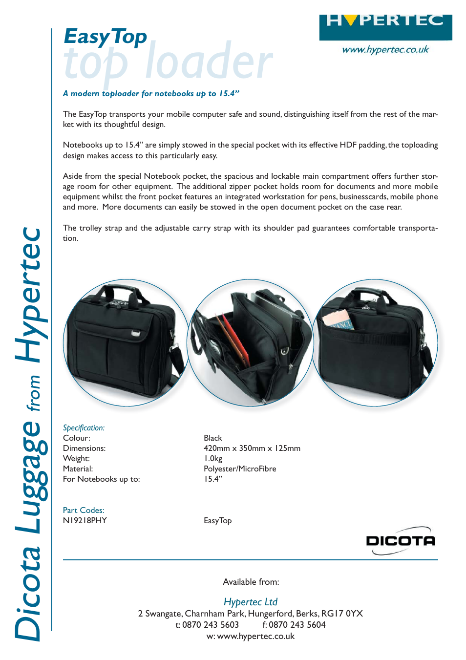 Hypertec N19218PHY User Manual | 1 page