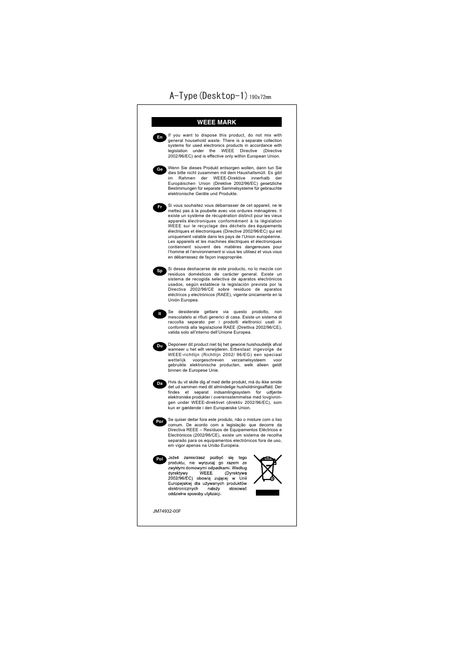 6[rg &gumvqr, Weee mark | CITIZEN SDC-8780L User Manual | Page 2 / 16