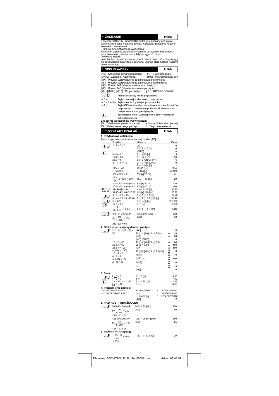 CITIZEN SDC-8780L User Manual | Page 5 / 16