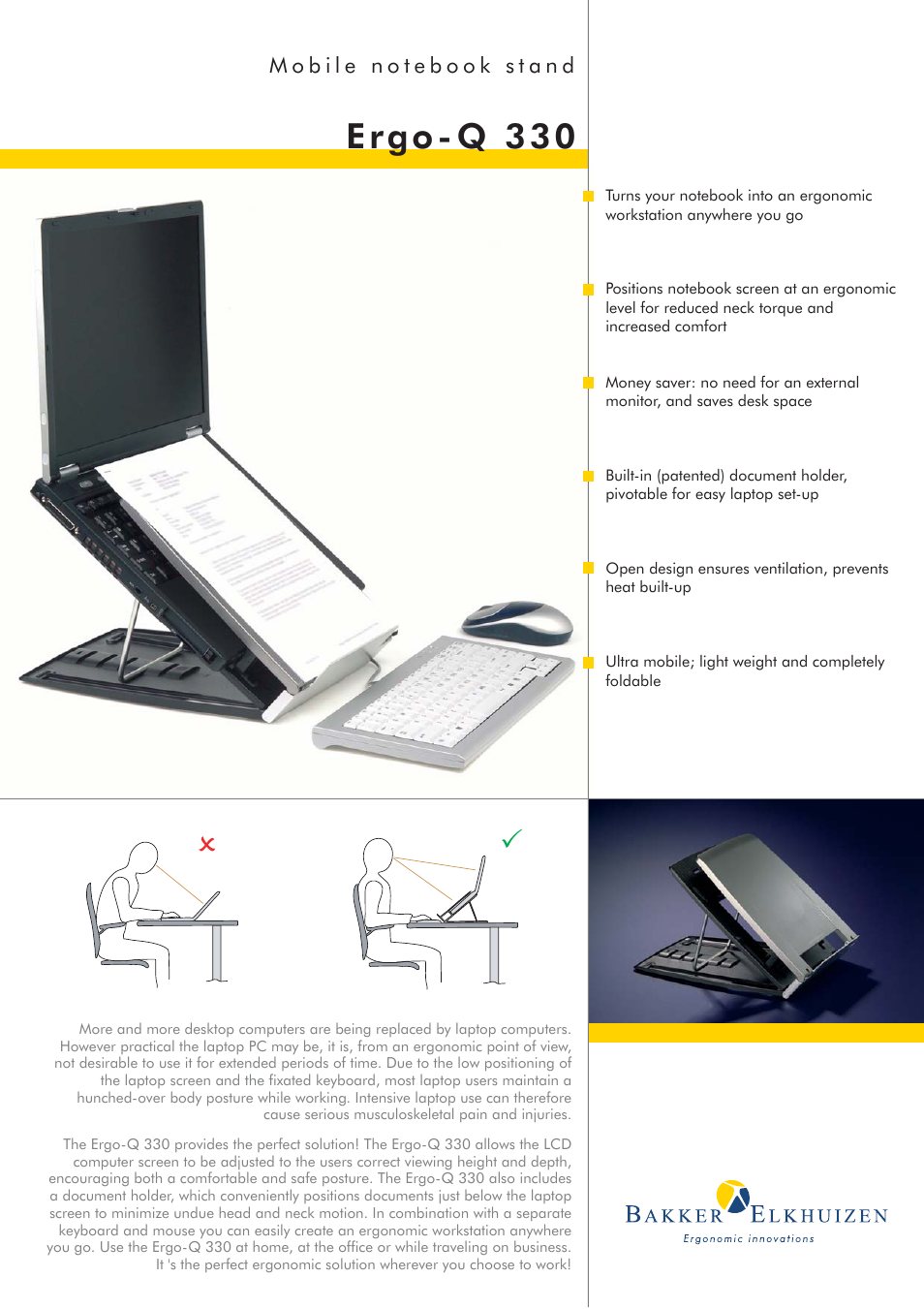 Hypertec Mobile Notebook Stand Ergo-Q 330 User Manual | 2 pages