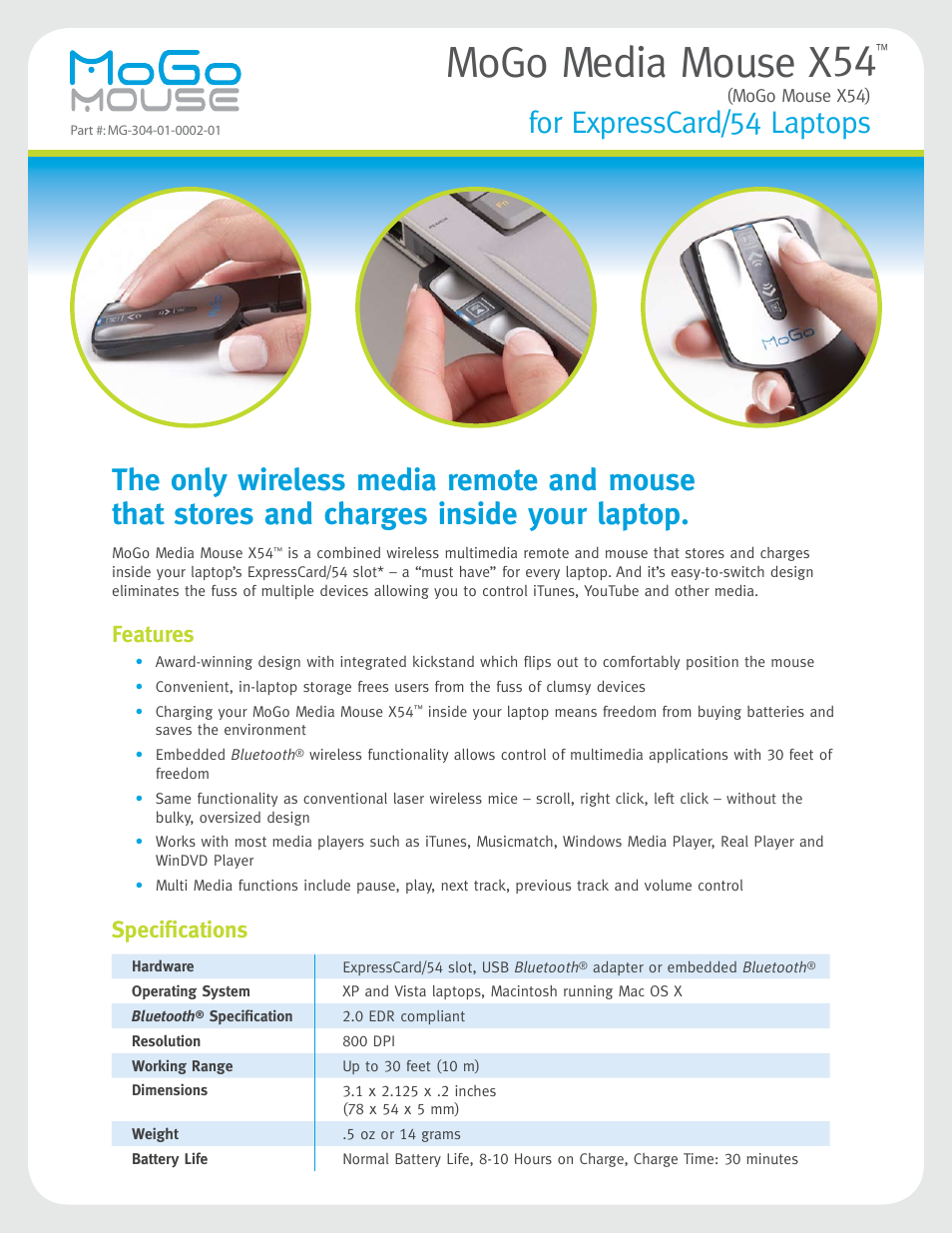 Hypertec MoGo X54 User Manual | 2 pages
