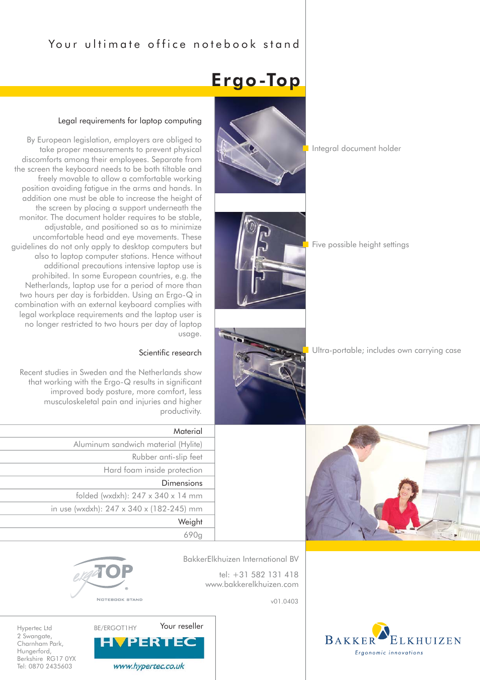 Ergo -top | Hypertec Ergo-Top User Manual | Page 2 / 2