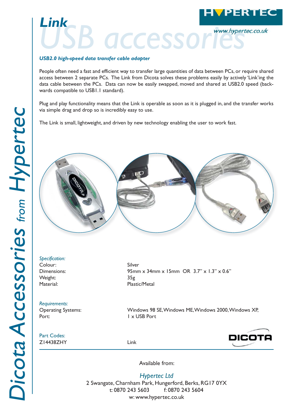 Hypertec Dicota USB2.0 User Manual | 1 page
